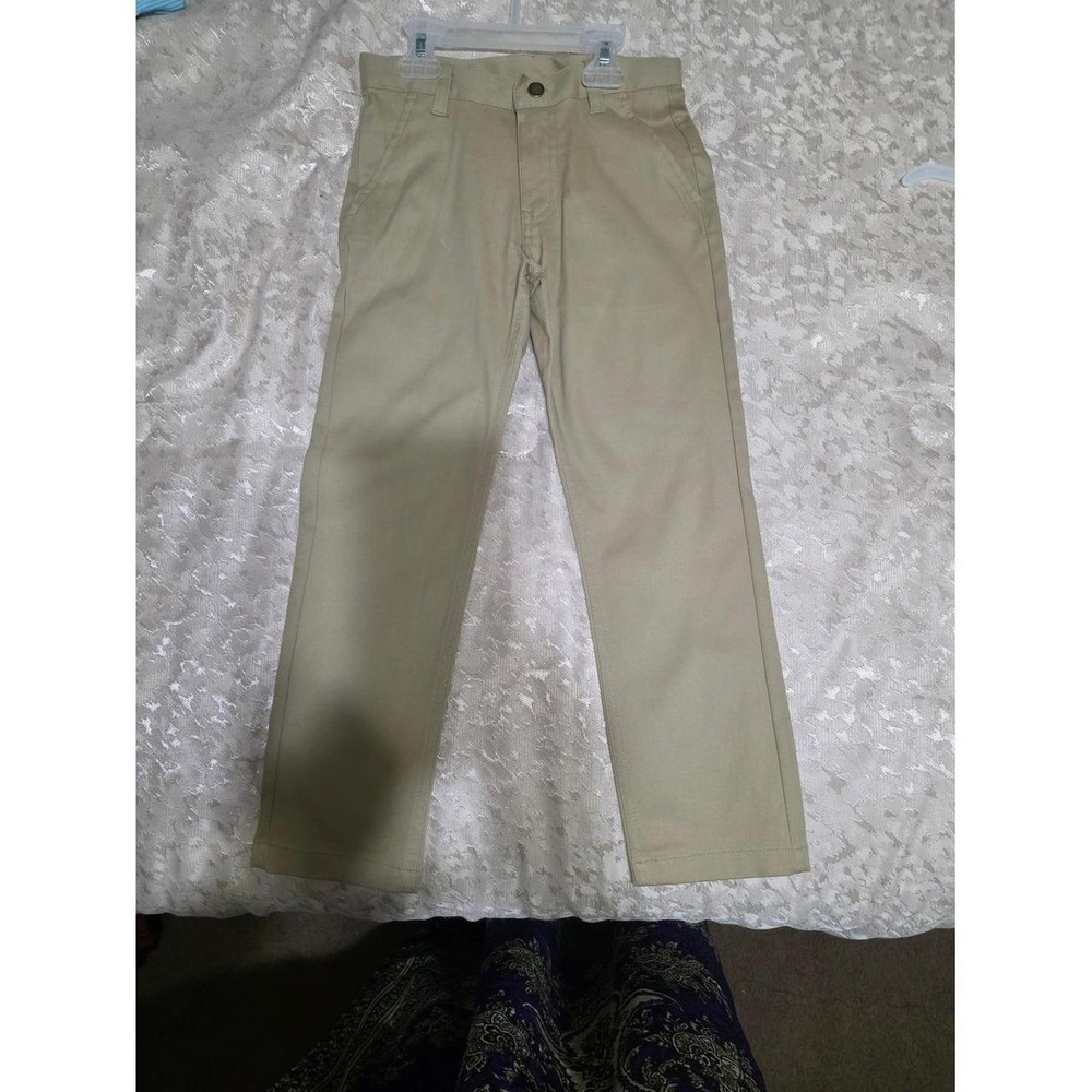 Wonder Nation Boys 2pc Set Beige Khaki Pants & Striped Button‎ Up Shirt Size 6 - Picture 4 of 7